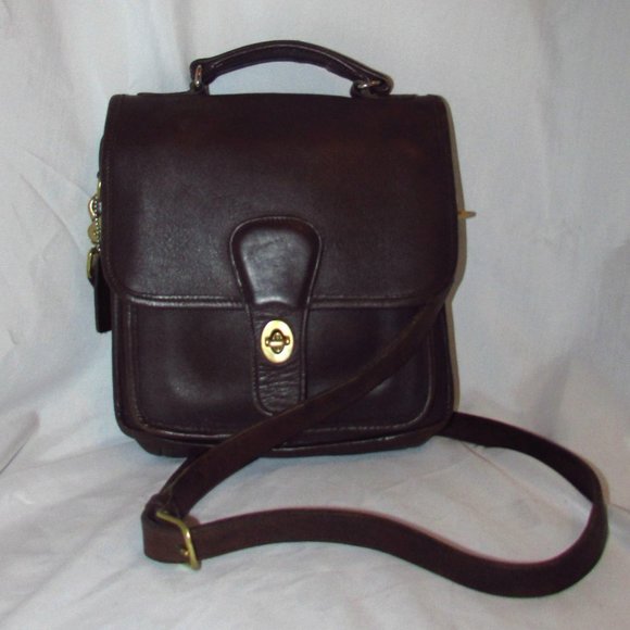 Vintage COACH Station Willis 9927 Brown Leather Crossbody Saddle Handbag Bag - Picture 7 of 10